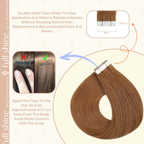 Détail des bandes adhésives des extensions Fshine