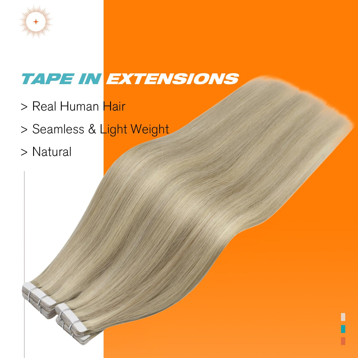 Détail des bandes adhésives des extensions Sunny Hair