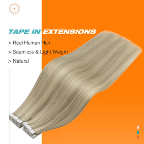 Détail des bandes adhésives des extensions Sunny Hair