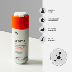 Détail des bouteilles de shampooing ds labs Revita