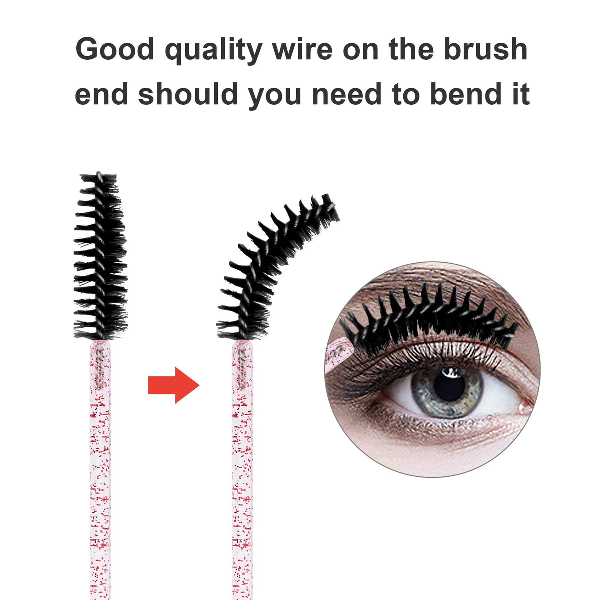 Détail des brossettes à cils CHEFBEE avec tête flexible
