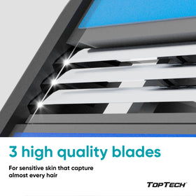 Détail des cartouches de rasoir Toptech avec bande lubrifiante