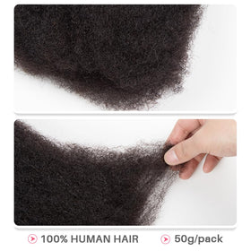 Détail des cheveux afro kinky 100% humains