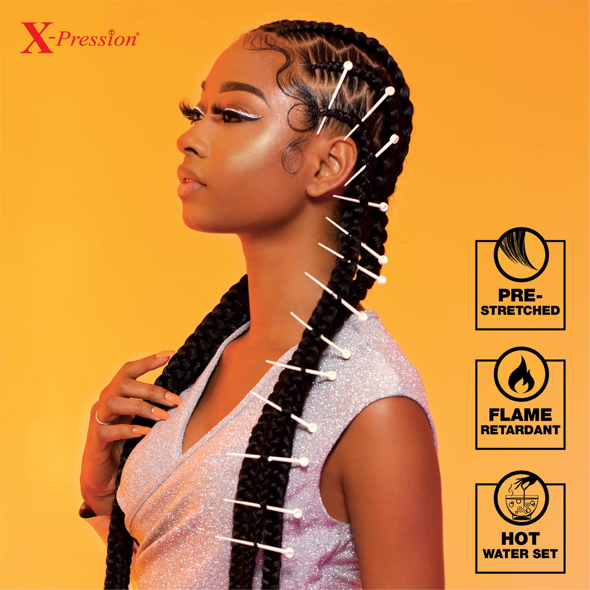 Détail des cheveux de tressage Sensationnel X-PRESSION avec effet Water Wave