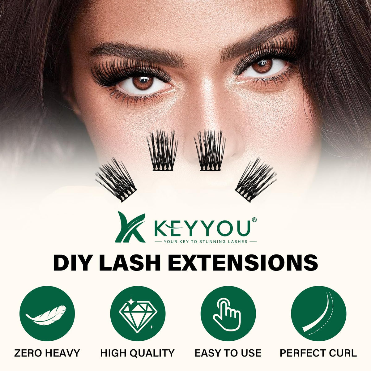 Détail des cils en grappes KEYYOU 18mm