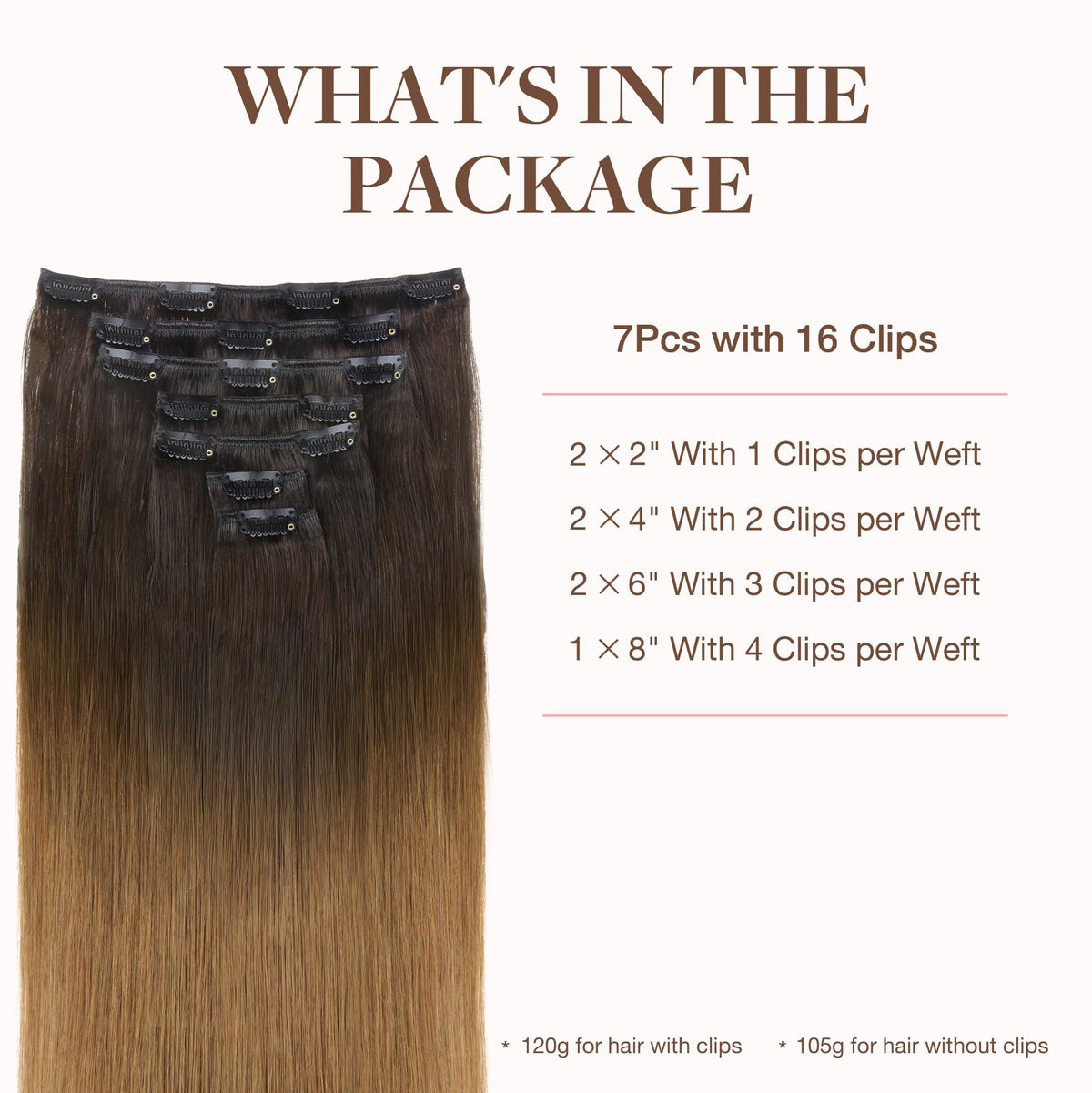 Détail des clips des extensions capillaires GOO GOO, conception confortable