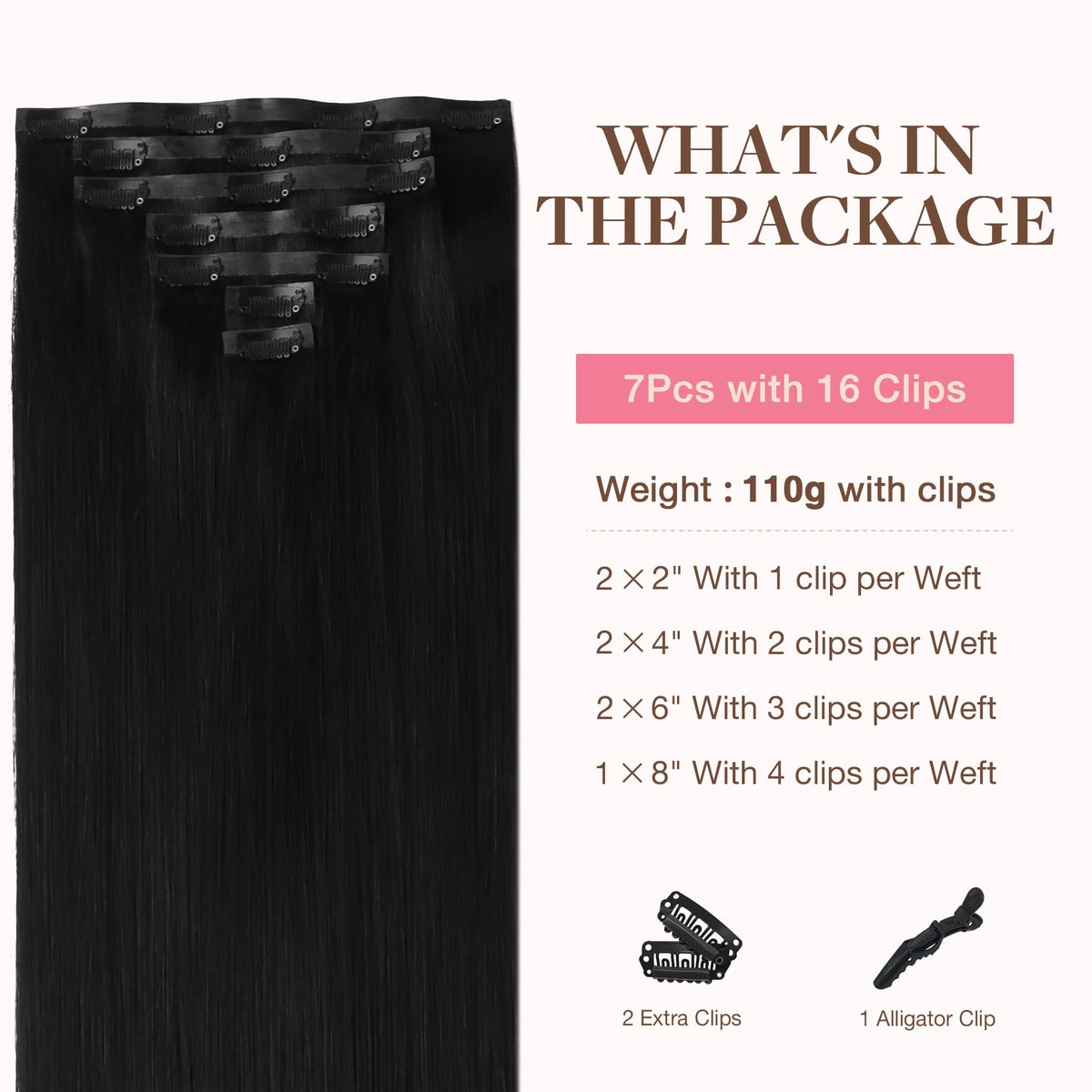 Détail des clips des extensions capillaires GOO GOO pour un ajustement sécurisé