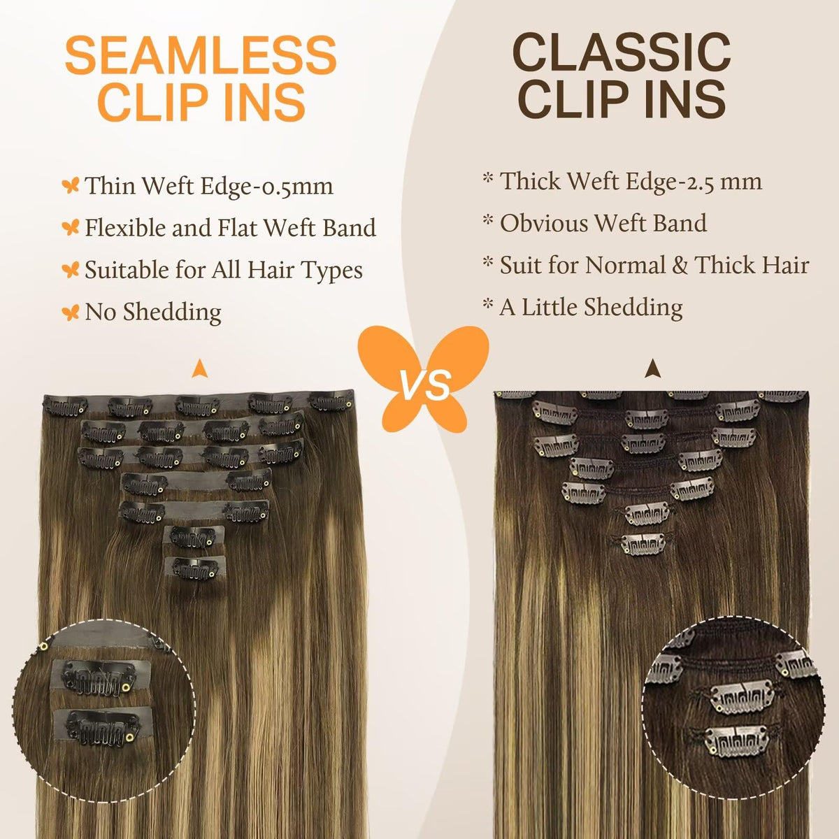 Détail des clips des extensions de cheveux DOORES