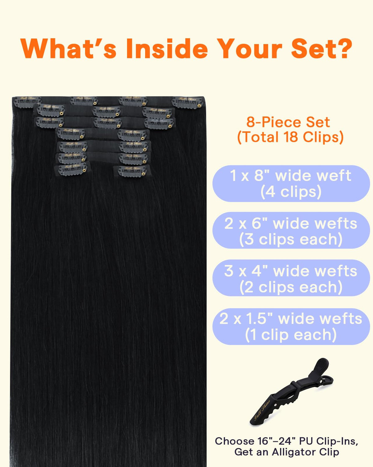 Détail des clips des extensions de cheveux Full Shine