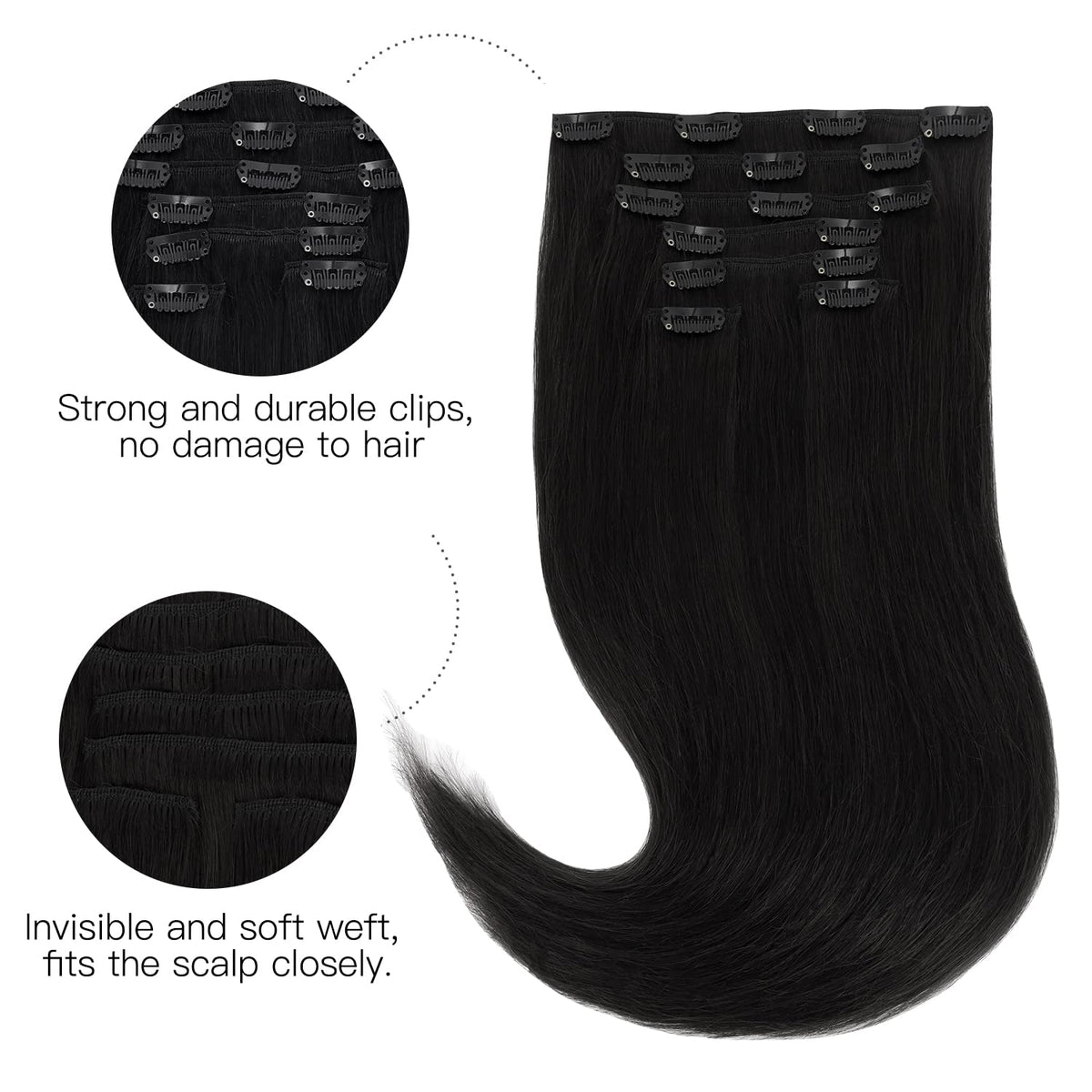 Détail des clips en acier inoxydable des extensions de cheveux hotbanana