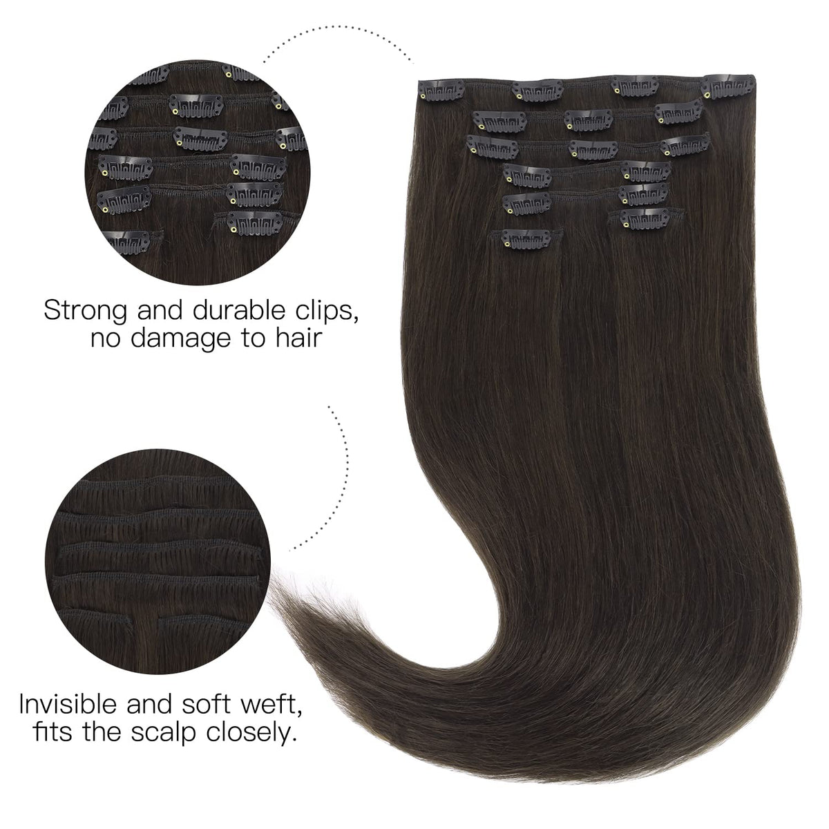 Détail des clips en acier inoxydable des extensions hotbanana