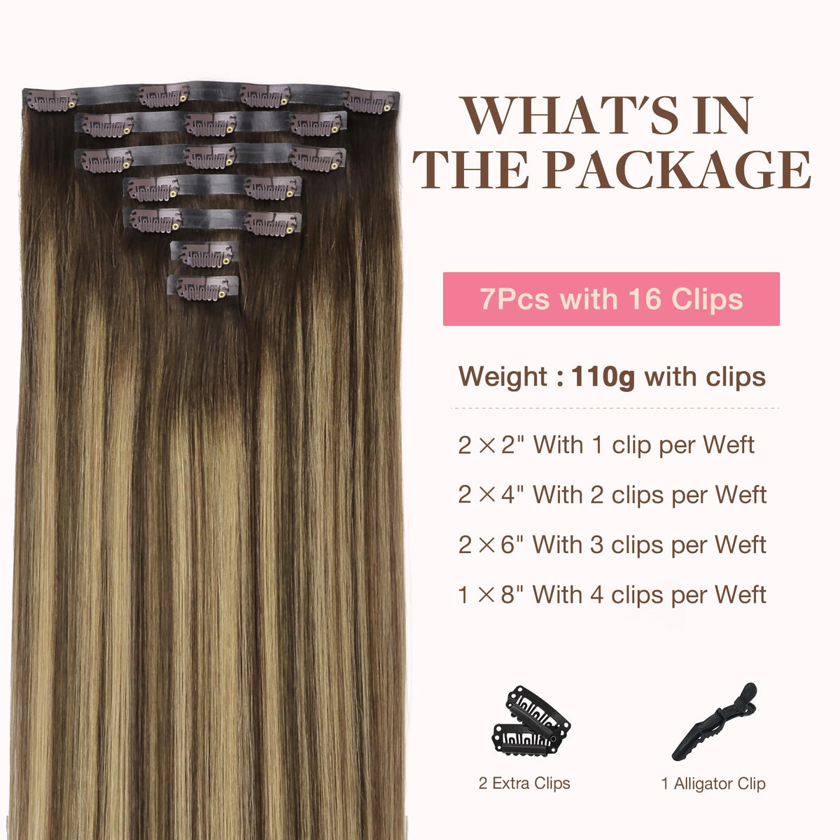 Détail des clips en silicone des extensions capillaires GOO GOO