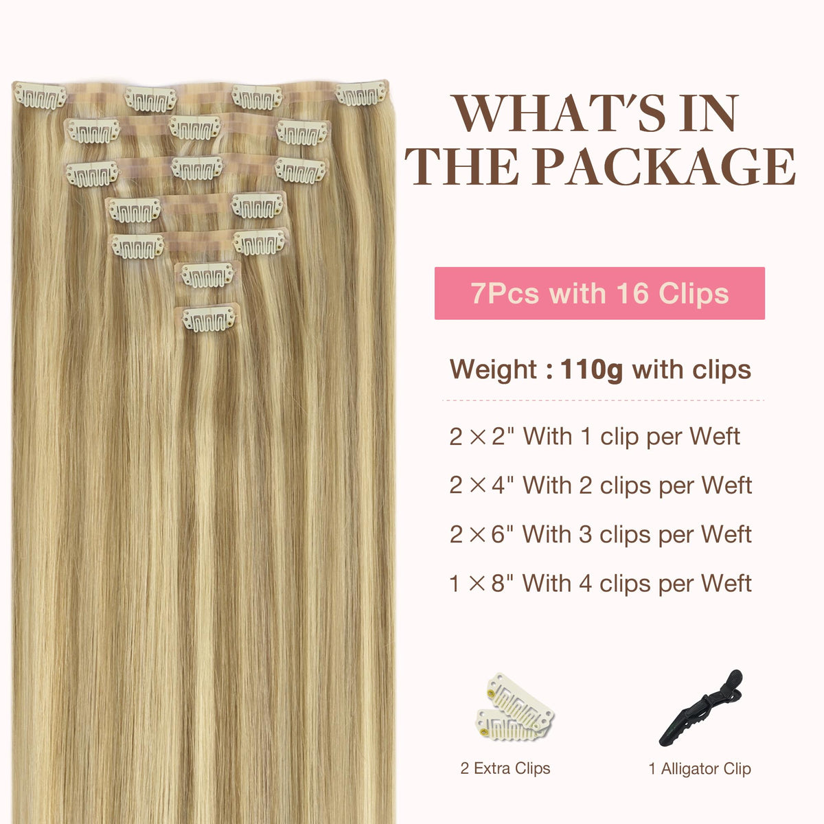 Détail des clips en silicone des extensions de cheveux GOO GOO