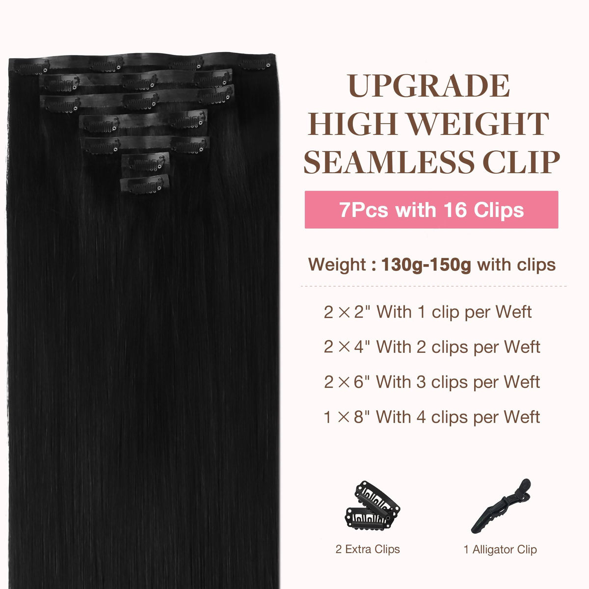 Détail des clips en silicone des extensions de cheveux GOO GOO