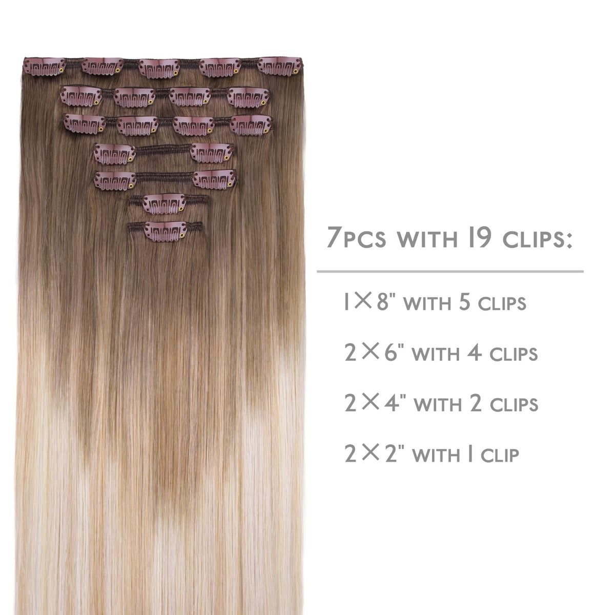 Détail des clips en silicone des extensions de cheveux Wennalife