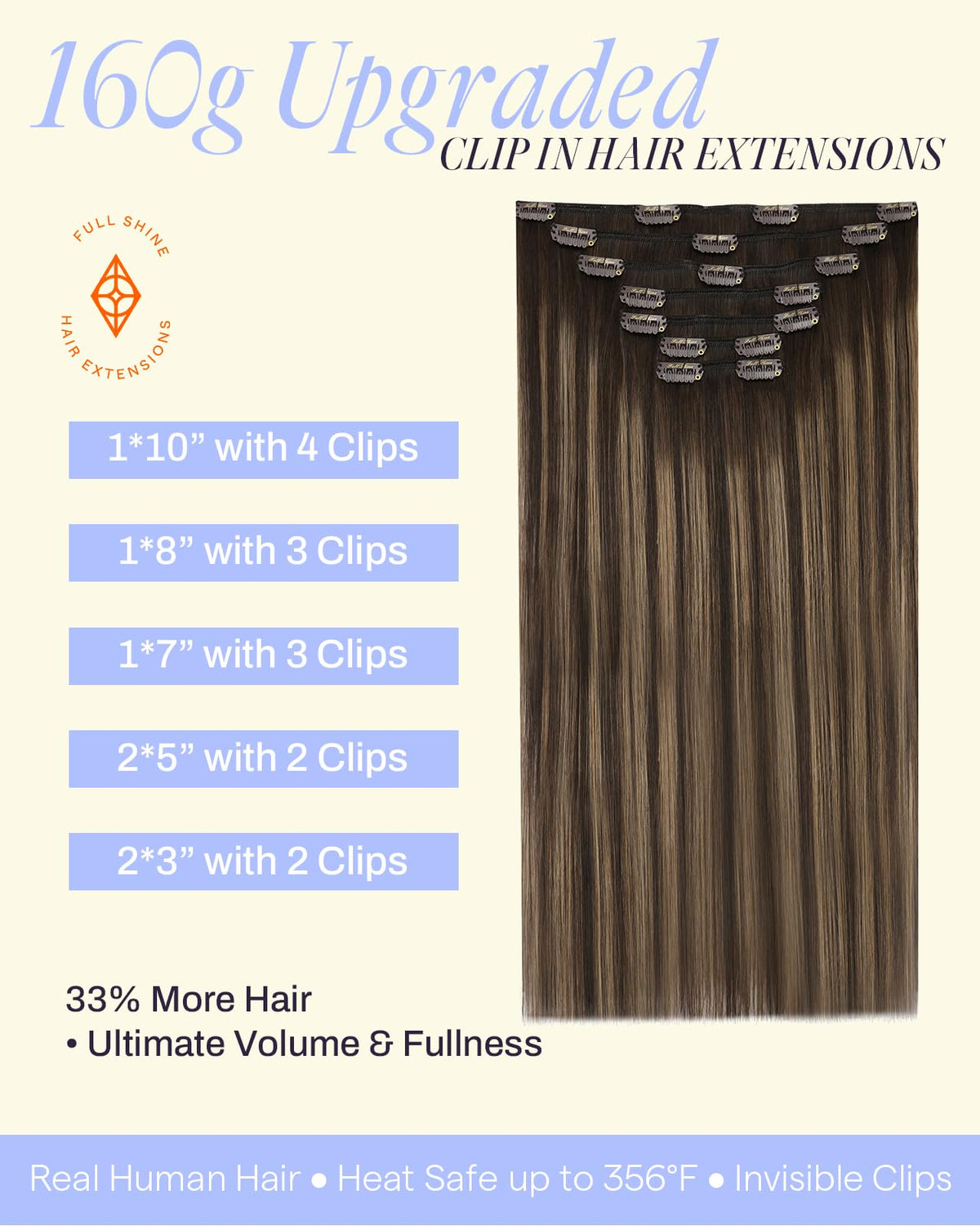 Détail des clips en silicone des extensions Full Shine