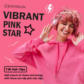 Détail des clips étoiles roses JASVERLIN en usage