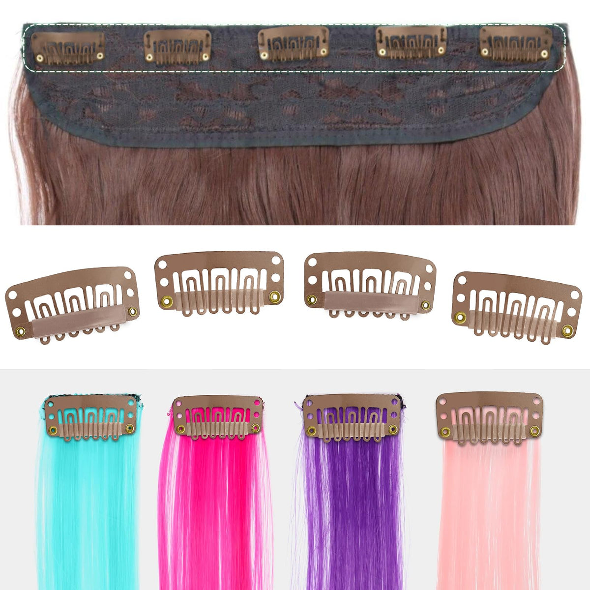 Détail des clips U en U MUIIGOOD avec barrette en silicone