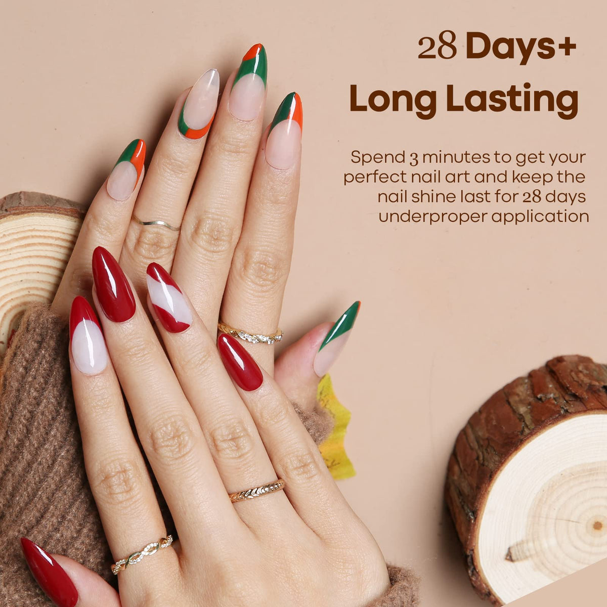 Détail des couleurs du vernis à ongles gel modelones sous lumière LED
