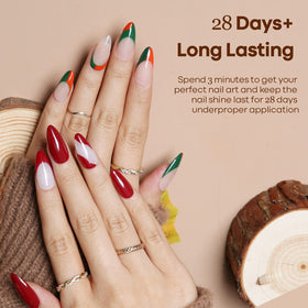Détail des couleurs du vernis à ongles gel modelones sous lumière LED