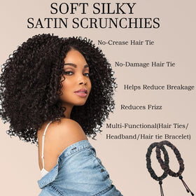Détail des élastiques à cheveux satinés Bswox montrant le cordon ajustable