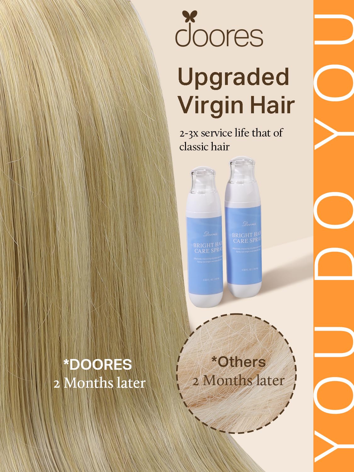 Détail des extensions capillaires DOORES, couleur balayage en 20 pouces