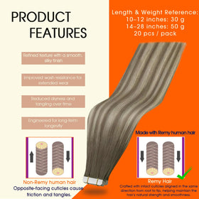 Détail des extensions capillaires Full Shine avec bande adhésive