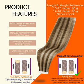 Détail des extensions capillaires Full Shine montrant le ruban adhésif