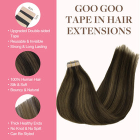 Détail des extensions capillaires GOO GOO avec ruban adhésif