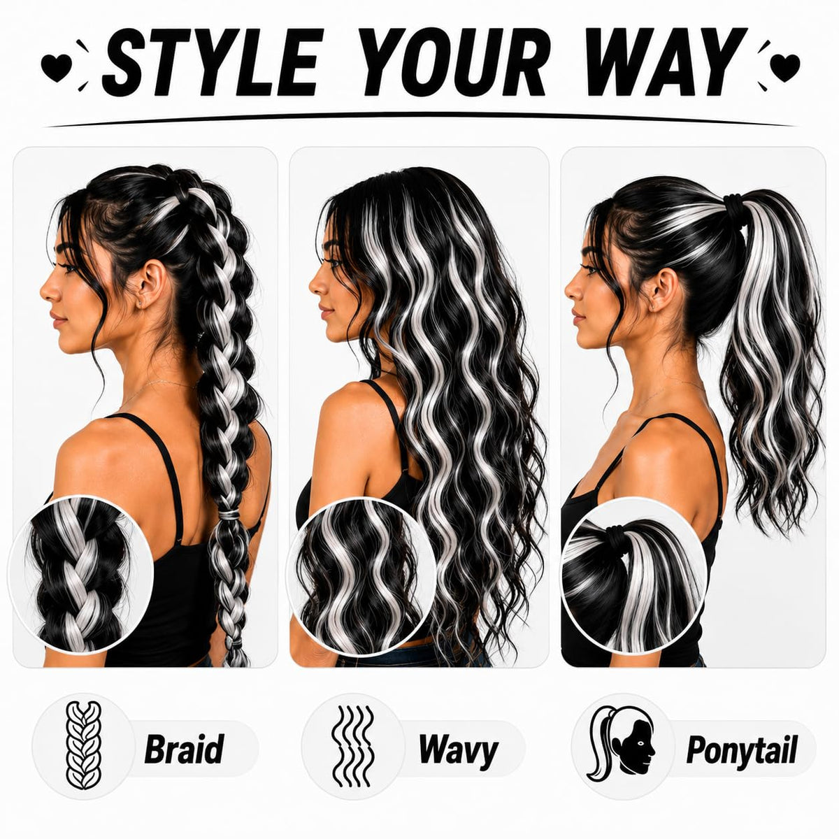 Détail des extensions capillaires RINBOOOL avec clip de fixation