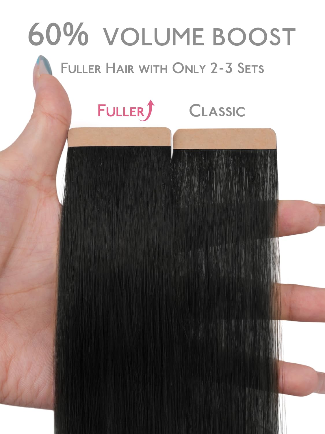 Détail des extensions capillaires Wennalife avec ruban adhésif