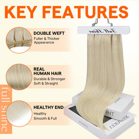 Détail des extensions cheveux Full Shine weft montrant la texture