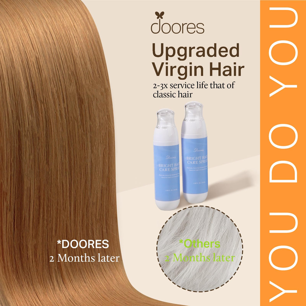 Détail des extensions de cheveux clip-in DOORES, texture douce