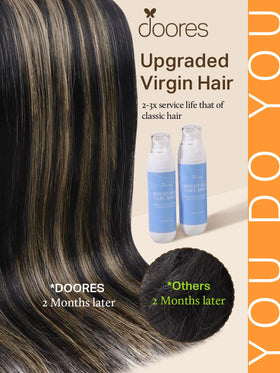 Détail des extensions de cheveux DOORES avec adhésif transparent