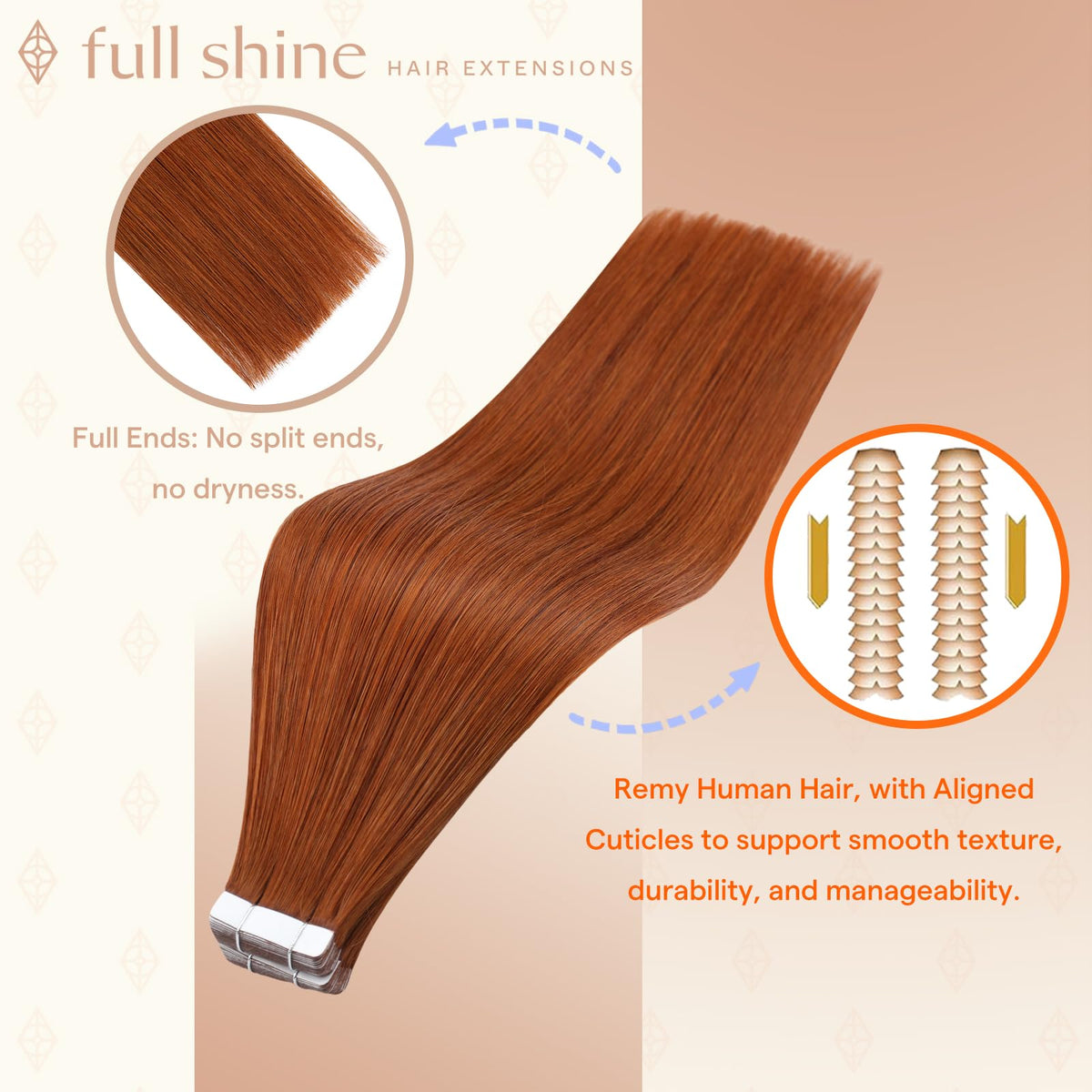 Détail des extensions de cheveux Fshine avec coupe naturelle