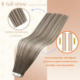 Détail des extensions de cheveux Fshine avec cuticules préservées