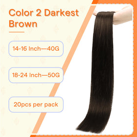 Détail des extensions de cheveux Full Shine avec adhésif double face