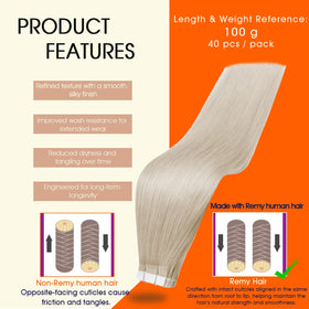 Détail des extensions de cheveux Full Shine avec bande adhésive