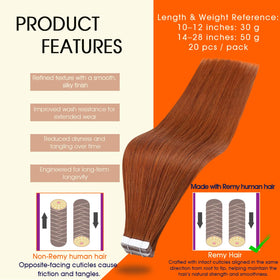 Détail des extensions de cheveux Full Shine avec bande adhésive