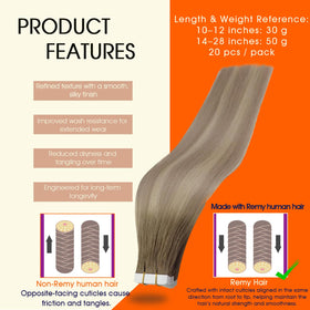 Détail des extensions de cheveux Full Shine avec ruban adhésif