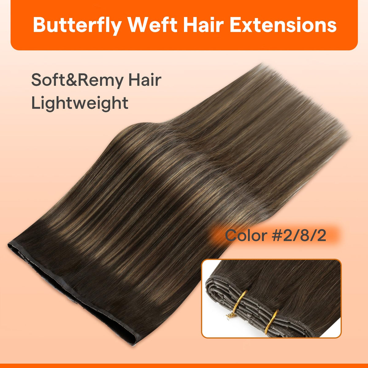 Détail des extensions de cheveux Full Shine avec texture soyeuse