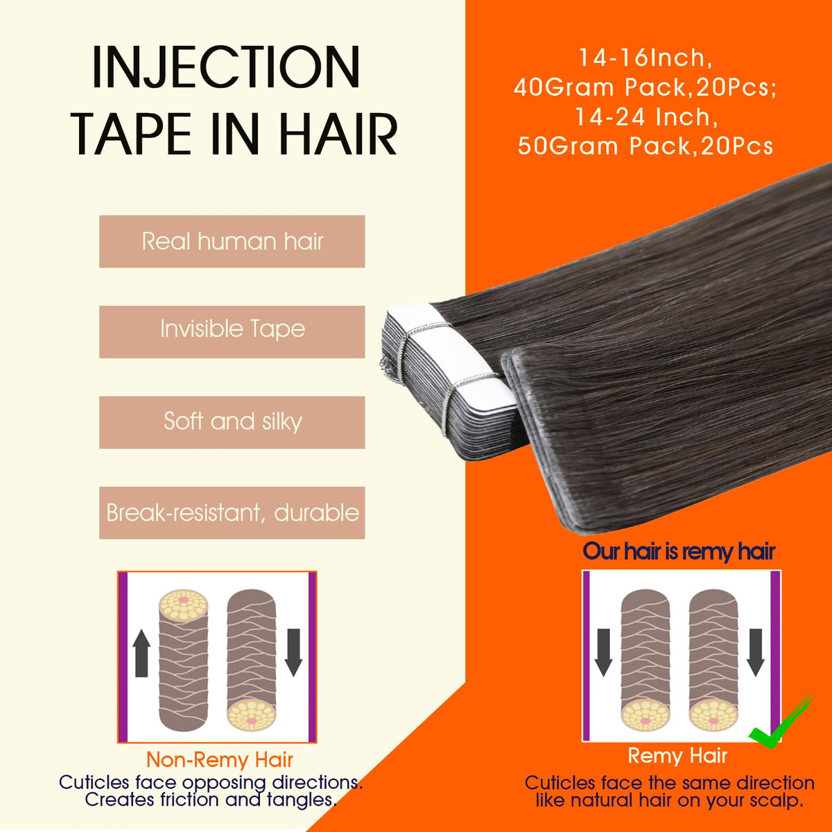 Détail des extensions de cheveux Full Shine en Mocha Brown