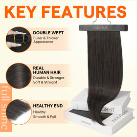 Détail des extensions de cheveux Full Shine Mocha Ash Brown