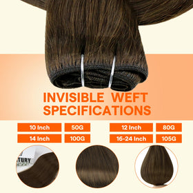 Détail des extensions de cheveux Full Shine montrant la construction à double couche