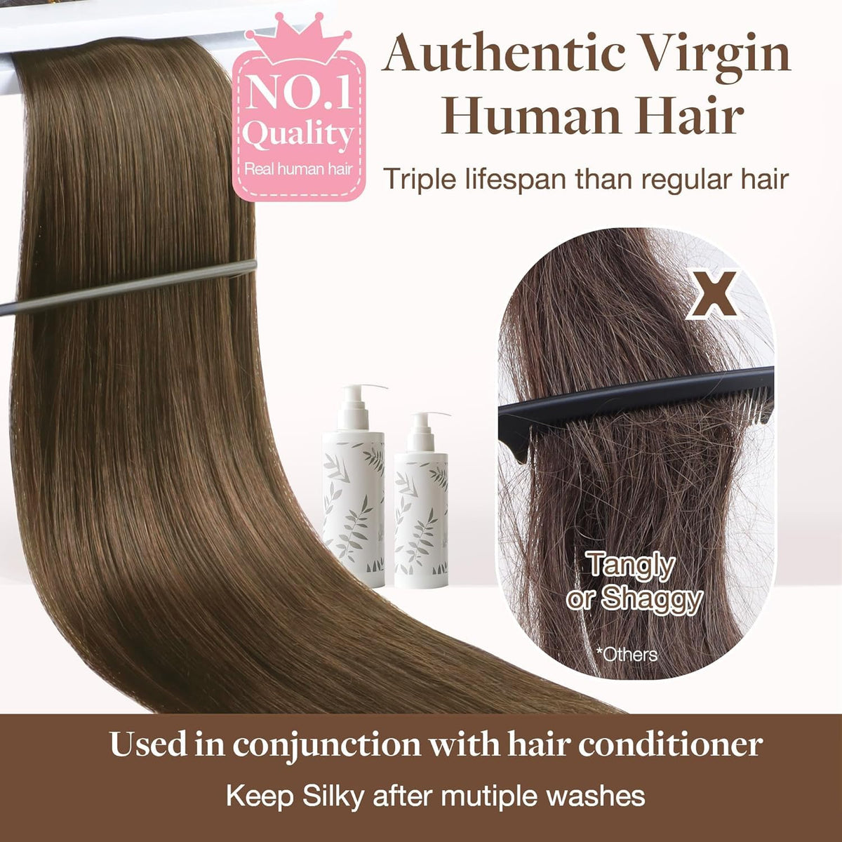 Détail des extensions de cheveux GOO GOO avec trame double