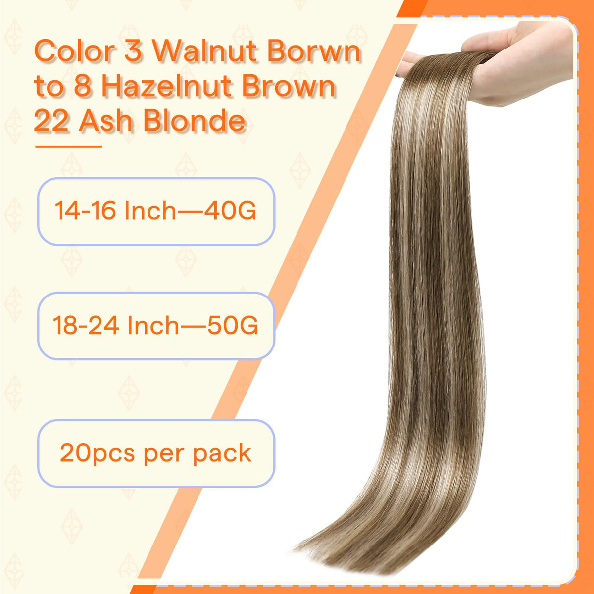 Détail des extensions Full Shine avec bande adhésive double face