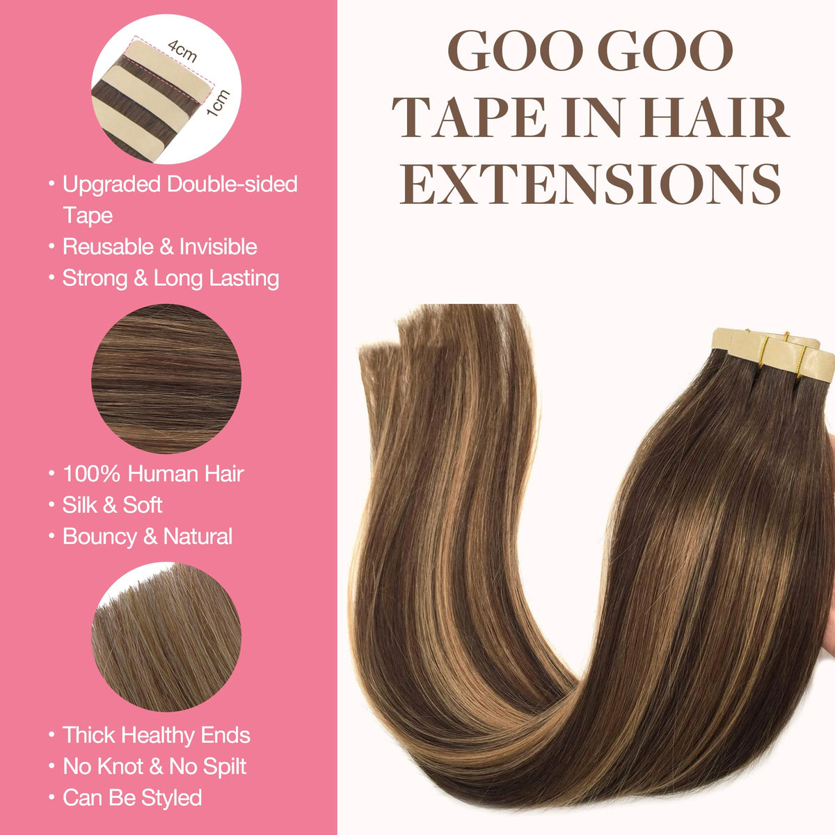 Détail des extensions GOO GOO avec ruban invisible