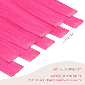 Détail des extensions roses avec adhésif transparent