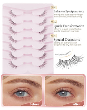 Détail des faux cils mi-cornes Onlyall avec bande transparente