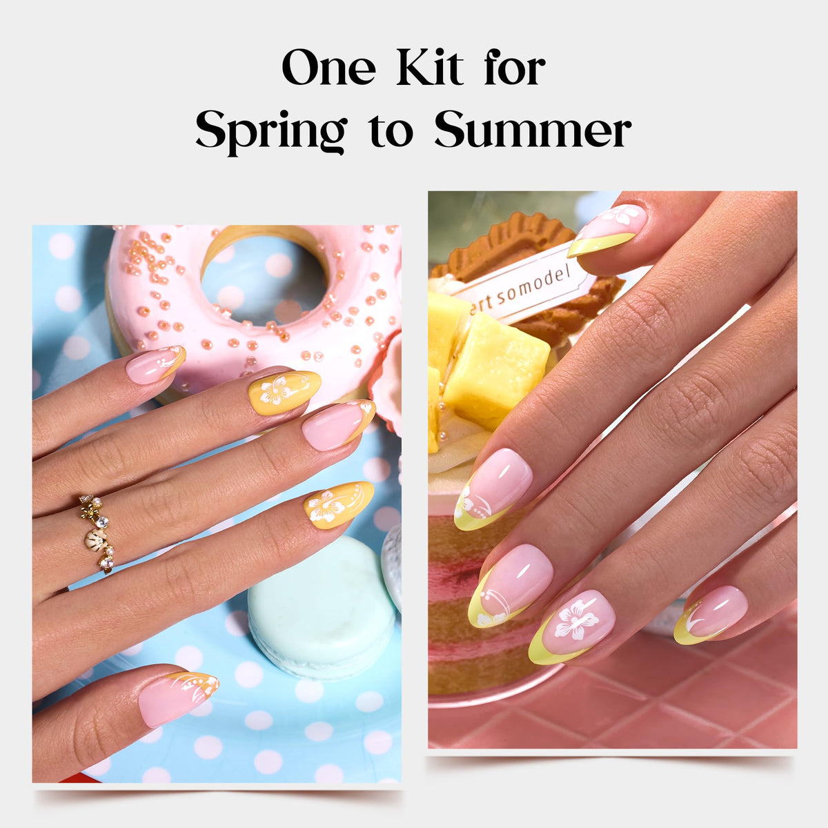 détail des faux ongles en amande du kit beetles